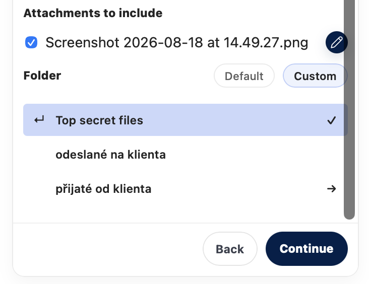 Choosing a custom folder
